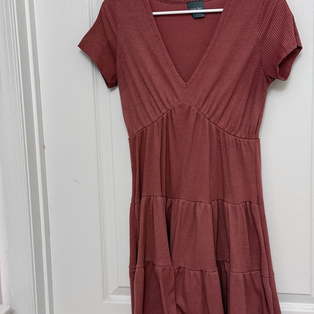 Casual V-Neck Pink Dress